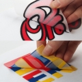 Kustom harga murah logo setrika pada pencetakan 3d kawanan panas tekan transfer label stiker untuk pakaian garmen 